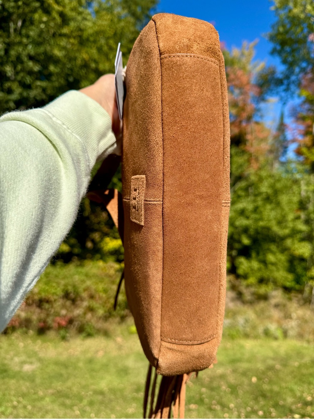 Haute Hippie Fringed Suede Hobo Shoulder Bag in Cognac - Picture 5 of 9